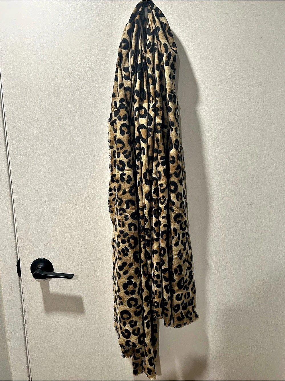 ZARA Oversized Leopard Print Scarf Wrap in Camel & Black